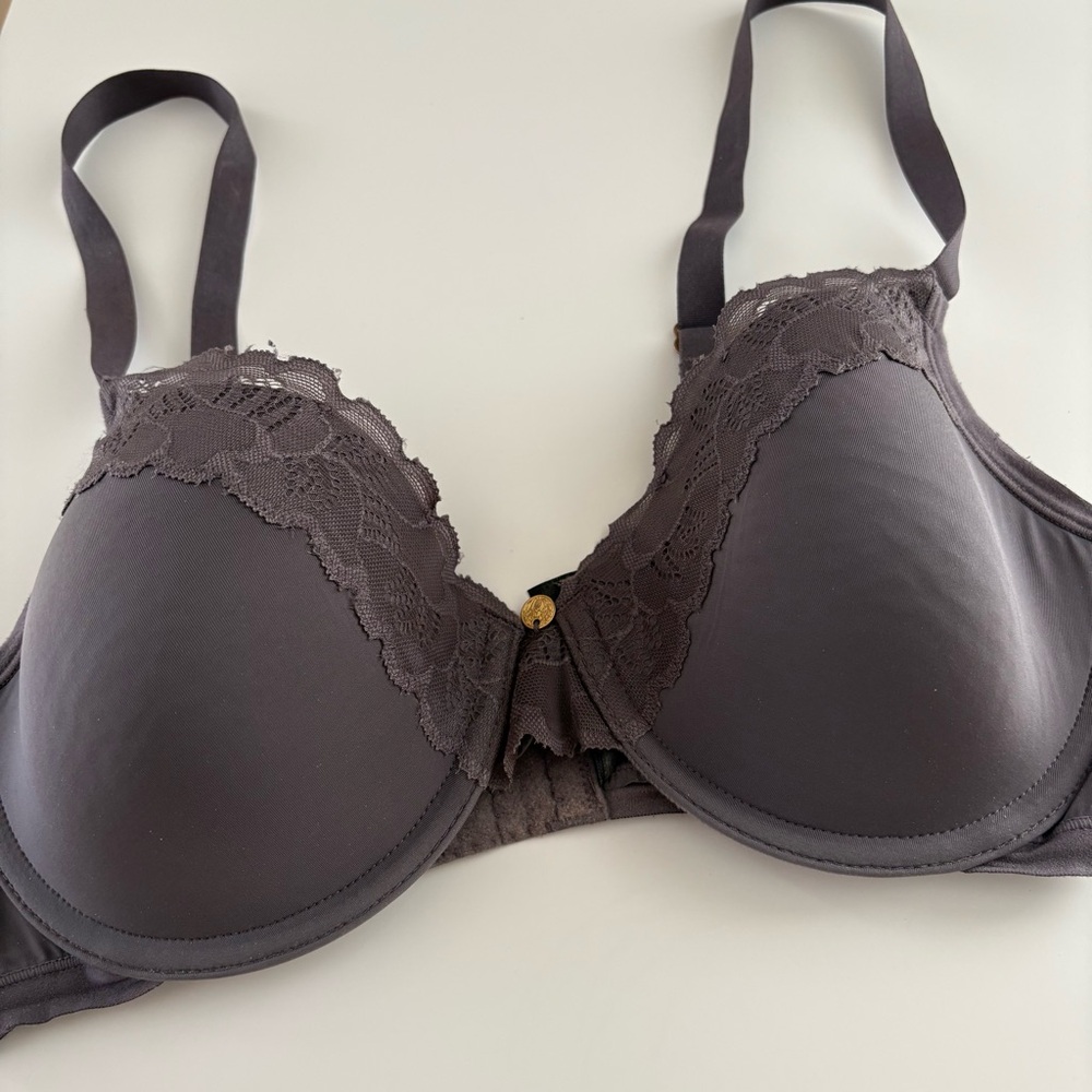 Natori Gray Lace Trim Bra